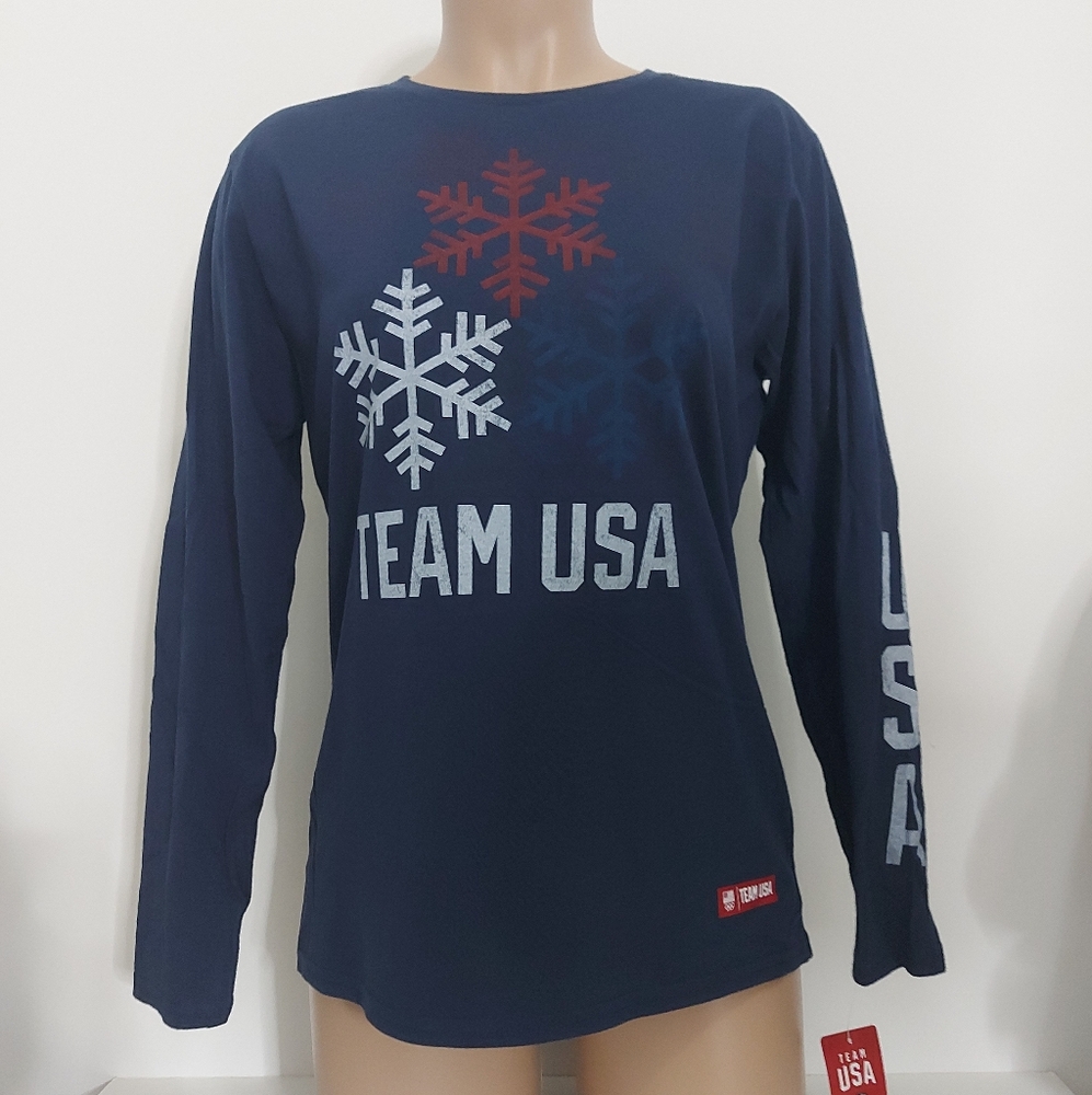 TEAM USA Womens Long Sleeve T-Shirt United States Olympic Team Apparel Blue M